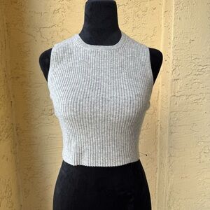 Reformation Cashmere Gray Ribbed Knit Crop Top Sz XS